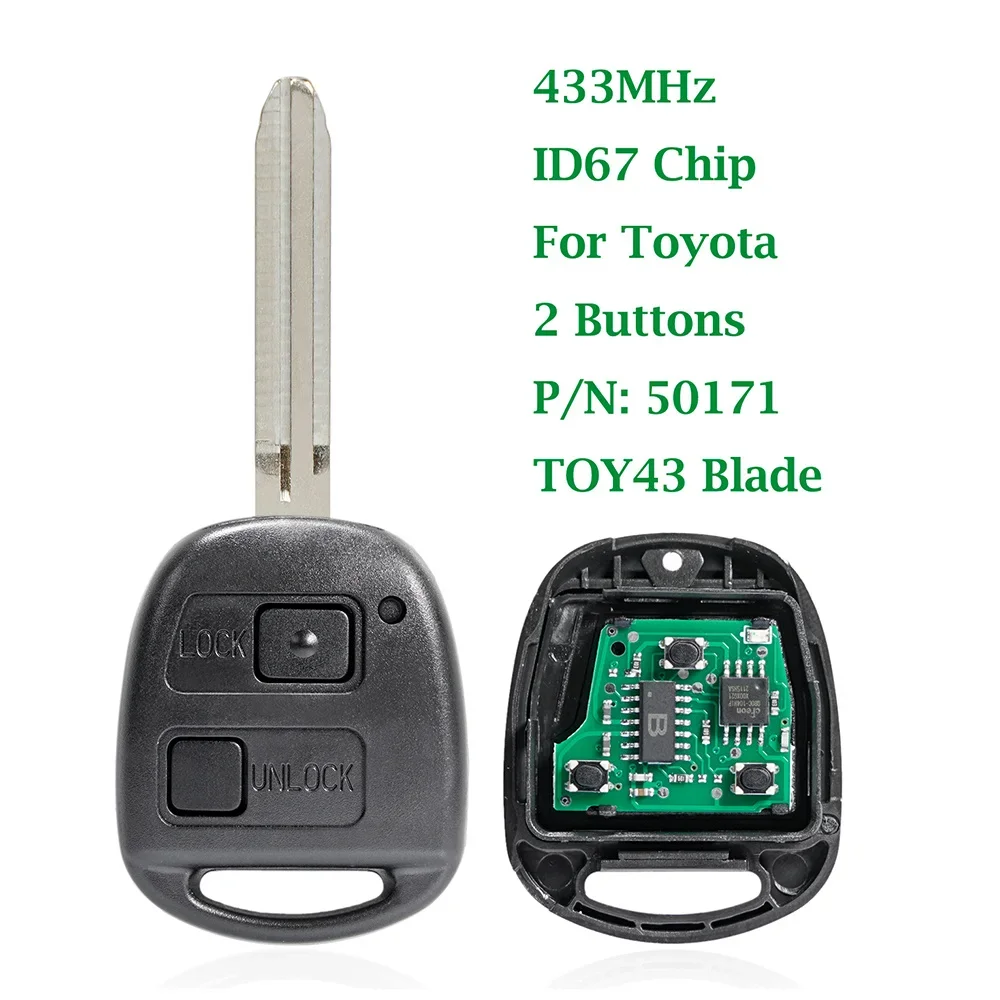 

Удаленный ключ от машины с чипом ID67/ID68/4C для Toyota Camry Land Cruiser 120 Prado 2/3 кнопки 315 МГц 433 МГц TOY43 ключи