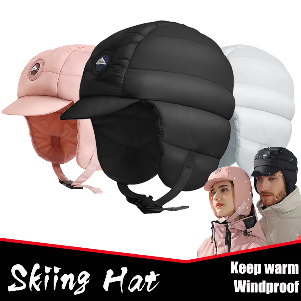 

Зимняя новая теплая шапка для женщин и мужчин, водонепроницаемая флисовая пуховая шапка с защитой ушей, ветрозащитные спортивные головные ...