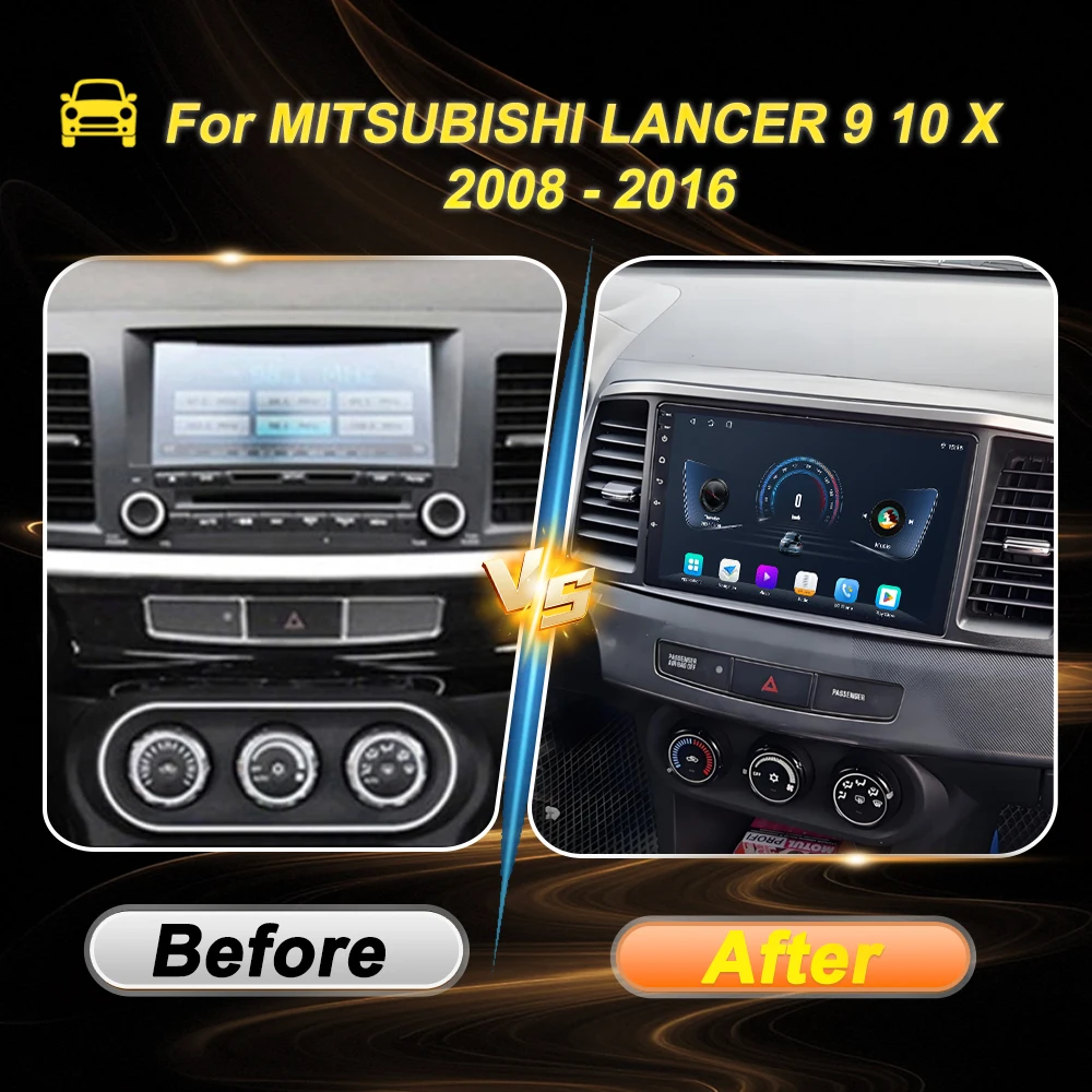 Фото Беспроводной CarPlay Auto 9 дюймов для MITSUBISHI LANCER 9 10 X 2008-2016, Android 16, автомобильное радио, стерео, GPS, разделенный экран, 8 ядер, FM, DSP №2