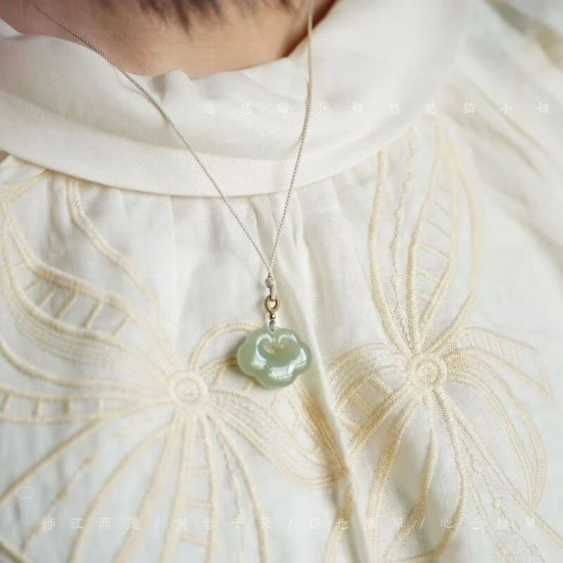 Простой кулон Hotan Jade Ruyi Lock изысканное нефритовое ожерелье ювелирные изделия в