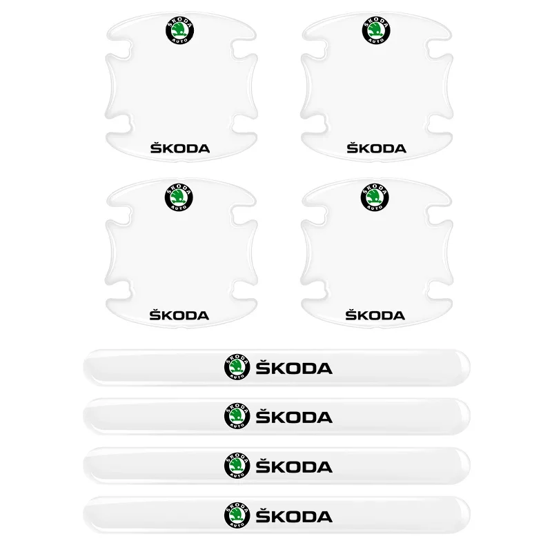 

4/8 шт., наклейка на дверную ручку автомобиля, защитная пленка, наклейки, аксессуары для Skoda Octavia MK2 MK3 2 3 A7 Fabia Karoq Kodiaq Rapid