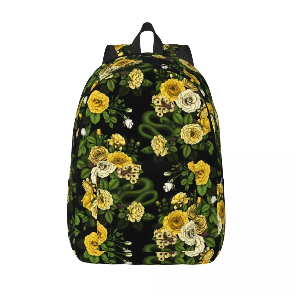 

Женский рюкзак с принтом розы, желтый и зеленый, полиэстер, дорожные рюкзаки, мягкие школьные сумки для отдыха, рюкзак