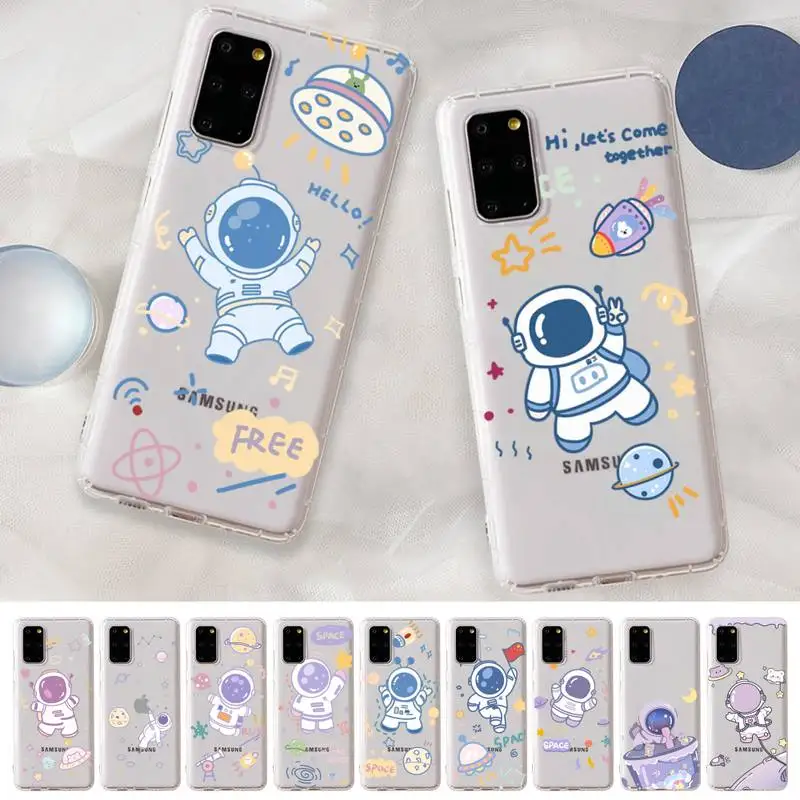 

Cute Astronaut Phone Case for Samsung S20 S10 lite S21 plus for Redmi Note8 9pro for Huawei P20 Clear Case