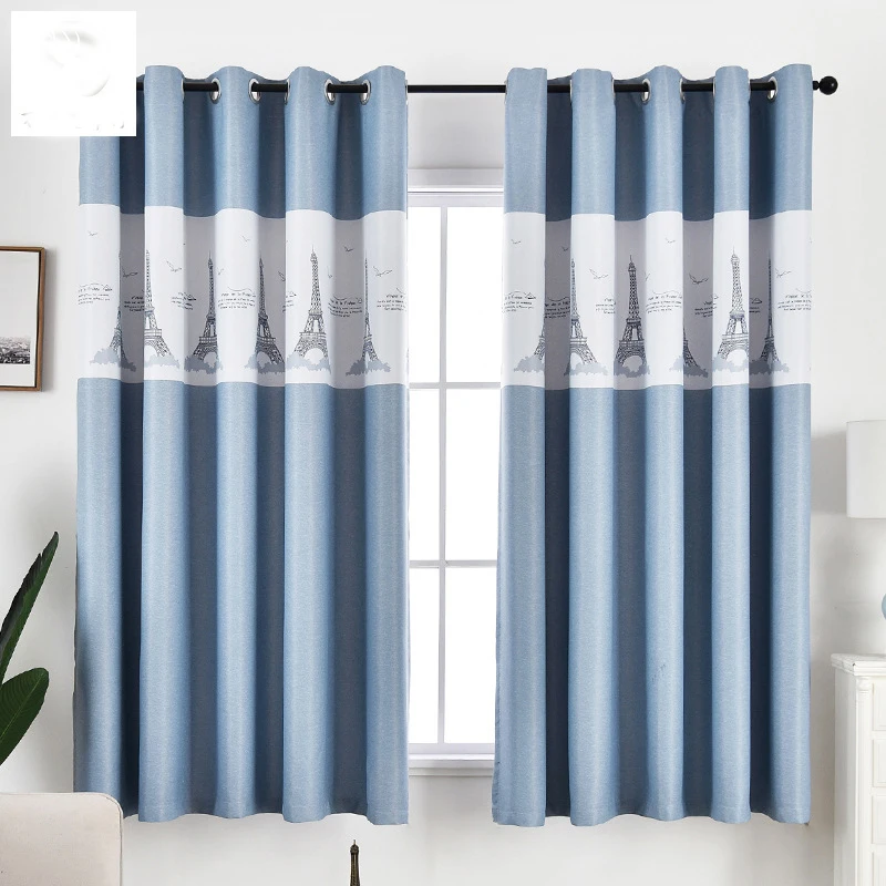 Занавески для спальни Dreamwood Короткие Голубые занавески с простым принтом