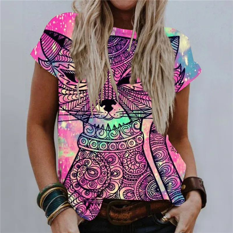 

Футболка женская с коротким рукавом и круглым вырезом, из хлопка