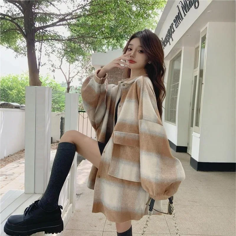 Extra Large 50.00kg Mid-Length Polo Collar Woolen Jacket Men's and Women's Clothing Autumn Winter Thickened Warm Overfit...