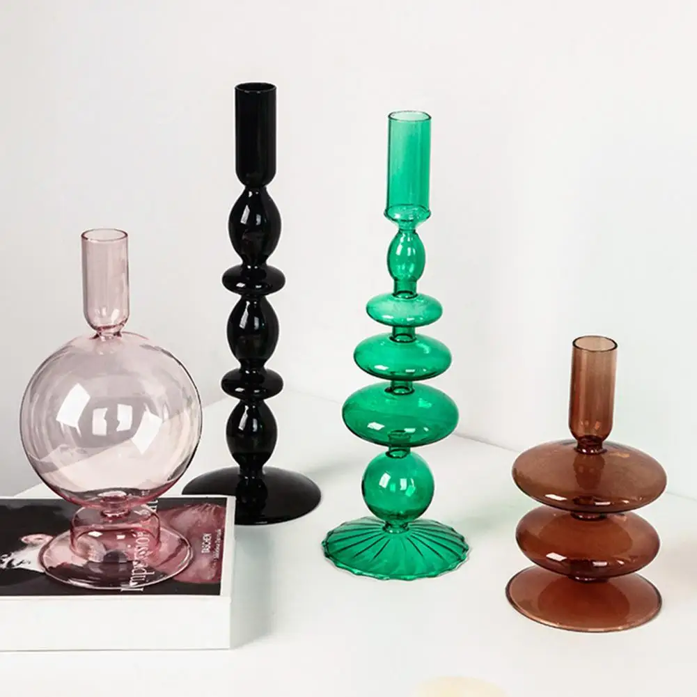 Vintage Colored Candlestick Artist Style Creative Candle Stick Vase Fashion Desktop Ornament Wedding Decor