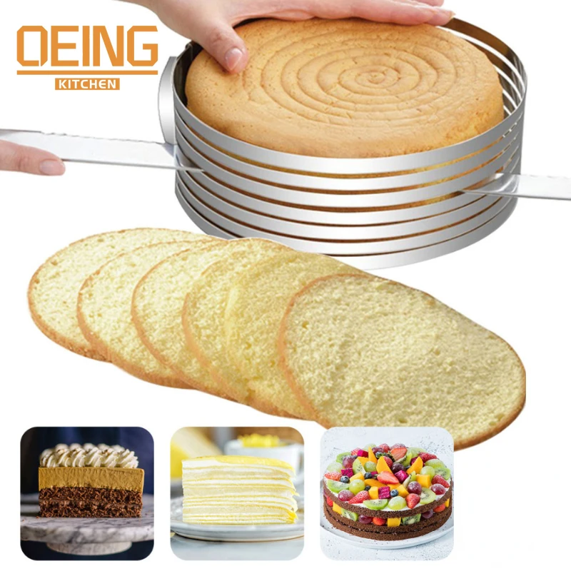 

Adjustable Layer Cake Slicer Kit Mousse Stainless Steel Mould Slicing Cake Setting Ring DIY Bakeware Tools Cake Tool