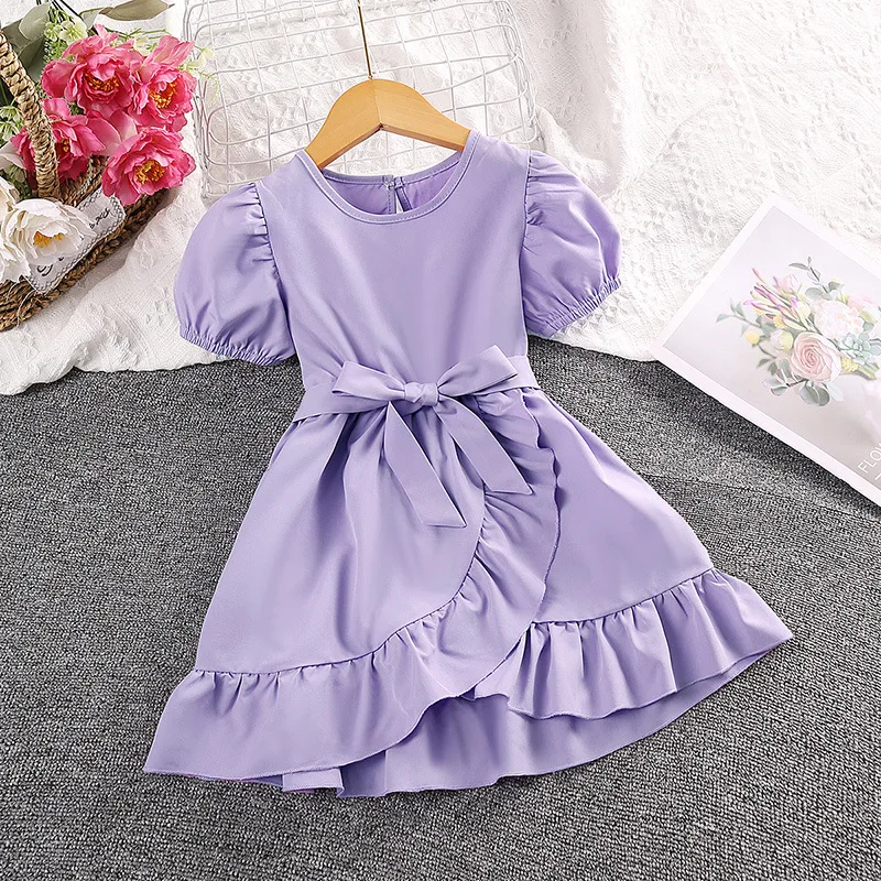 

Muababy Girl Purple Dress Summer Costumes 2023 Baby Kids Princess Vestido Party Children Clothes