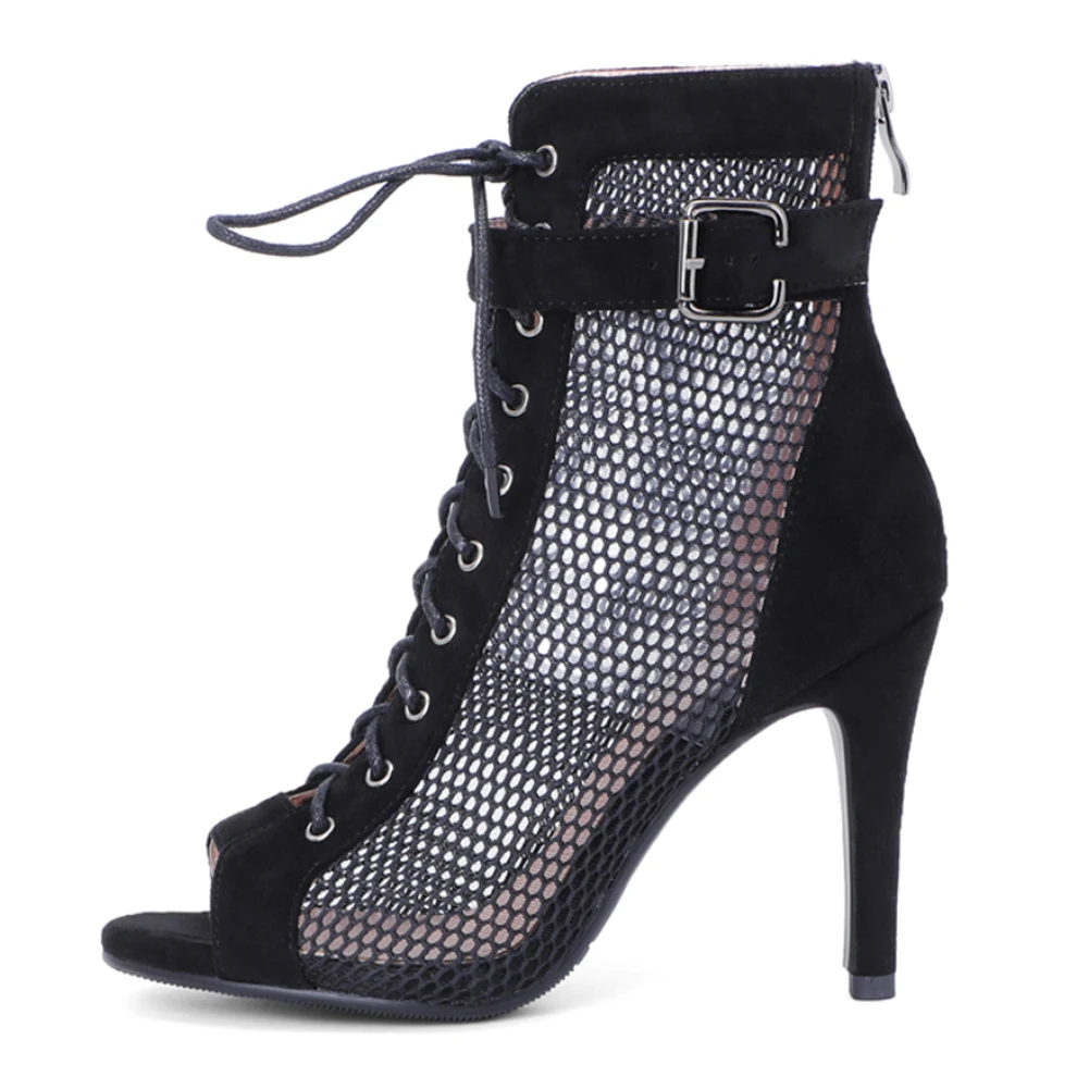 SWDZM Sexy stiletto Women Latin Dance Shoes High Heels Mesh Boots Party Ladies Dance Boots Salsa Dancing Shoes Ballroom