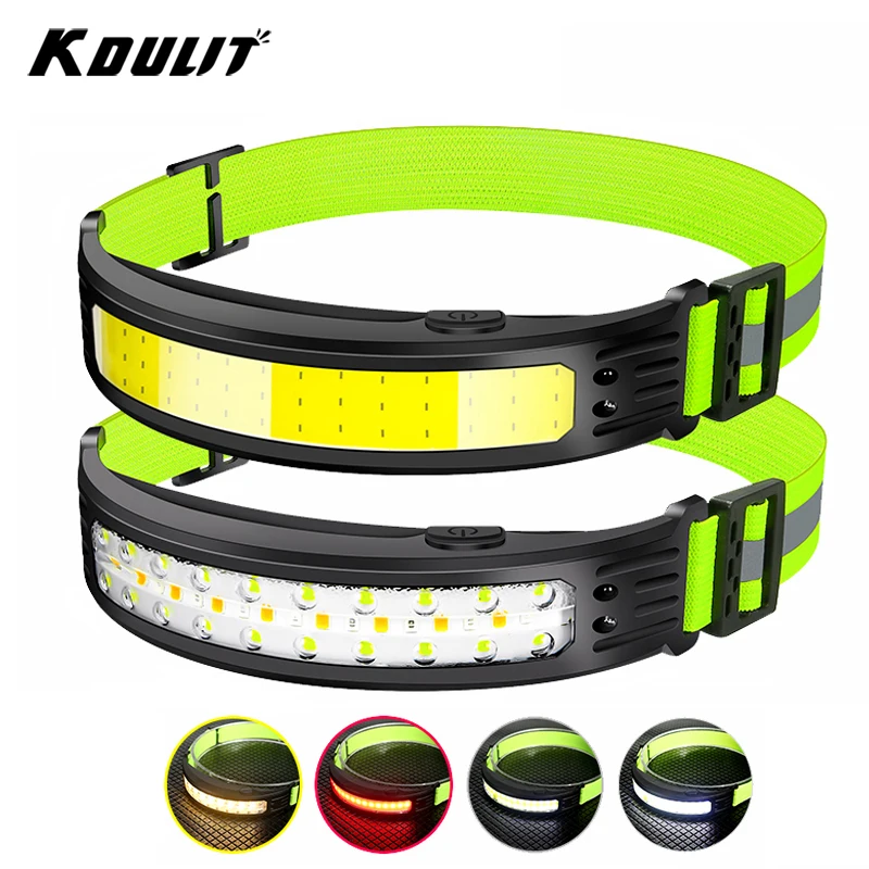 Sensor Powerful LED Headlamp Torch COB Headlight Waterproof USB Rechargeable Head Lamp Built-in Battery Flashlight Work Light