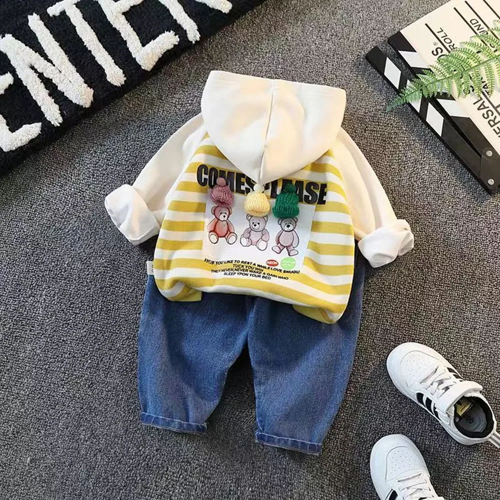 Boys' Hooded Sweater Suit 2023 New Westernized Children's Clothes Spring and Autumn Children's Handsome Korean Baby enlarge