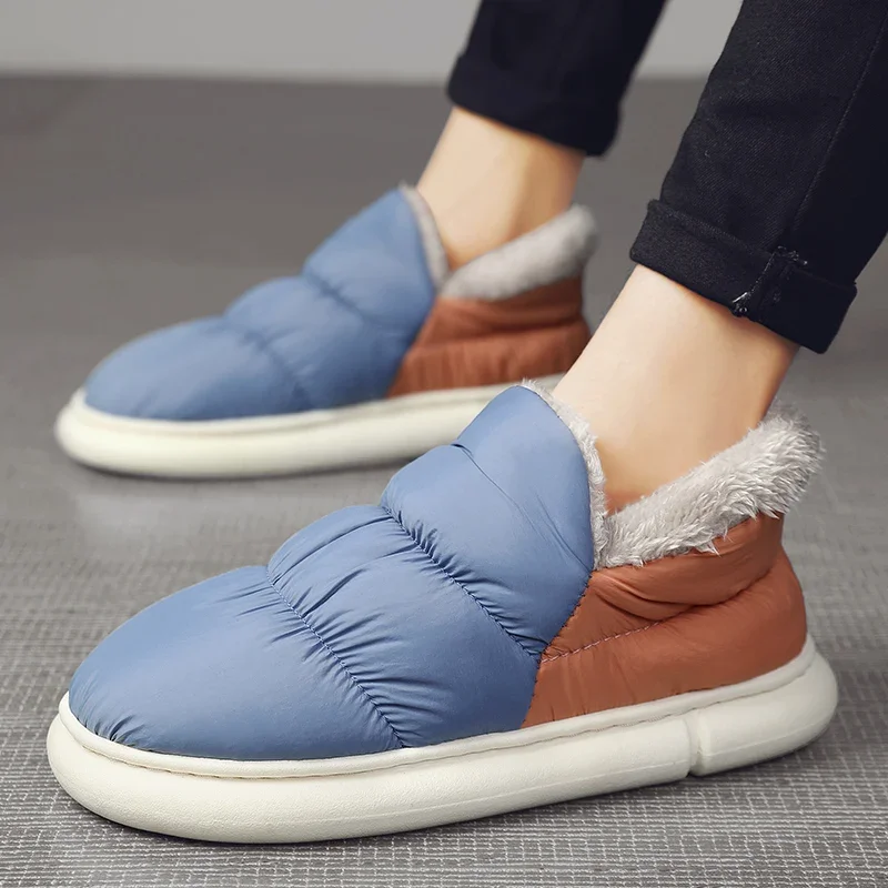 YRZL/мужские тапочки зимние пуховые водонепроницаемые домашние и уличные теплые