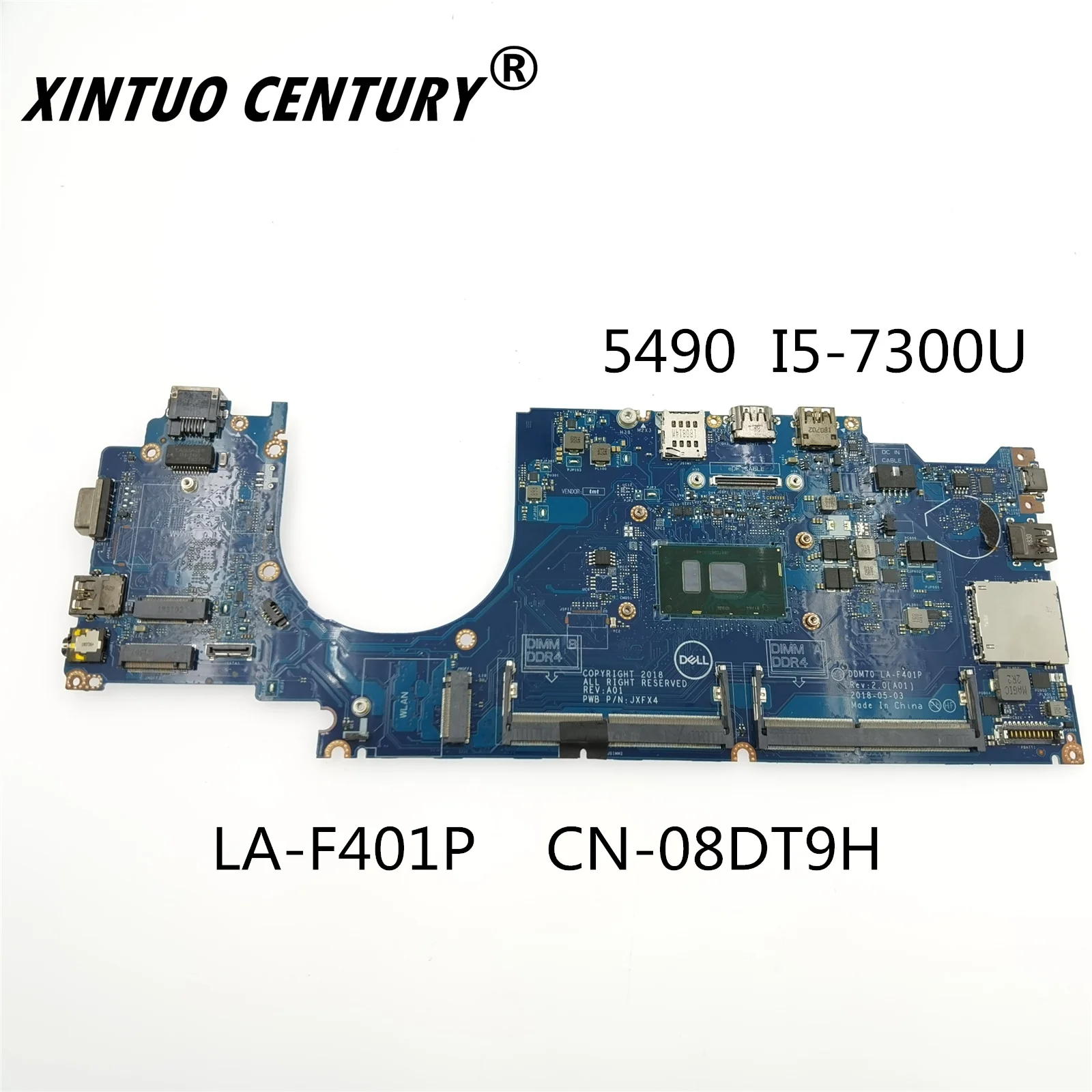 

CN-08DT9H 08DT9H 8DT9H For Dell Latitude 5490 Motherboard I5-7300U 2.6 GHz Tested
