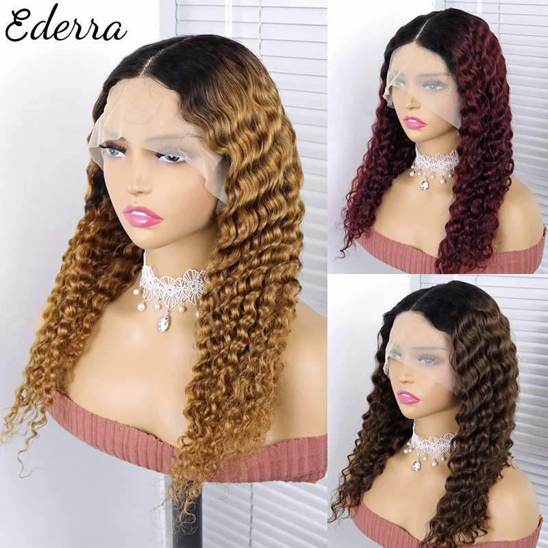 

Bob 13X1 Lace Wig Black Curly For Women Deep Water Curly Wave Human Hair Wigs Remy Natural Hair Short Closure 13X4 T Part Wig
