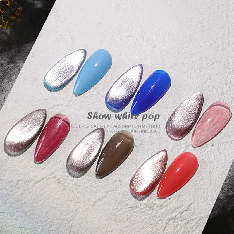 

Laser Rainbow Cat Eye Gel Magnetic Nails Polish Reflective Sparkling Glitter Gel Can Be Use on Any Color Nail Accesorios