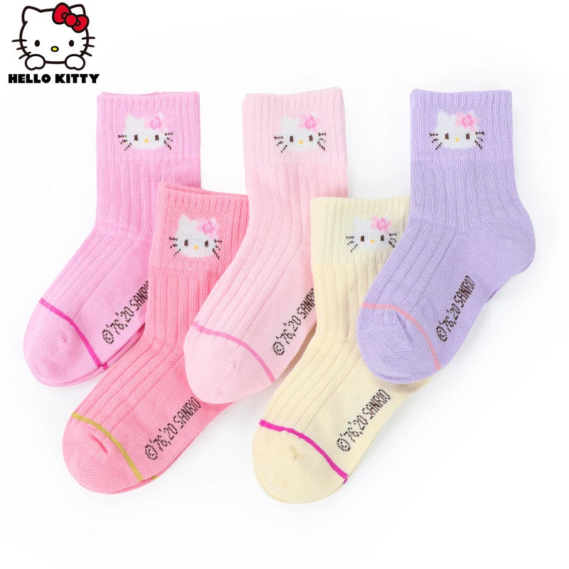 

5 шт., Детские хлопковые носки «Hello Kitty»