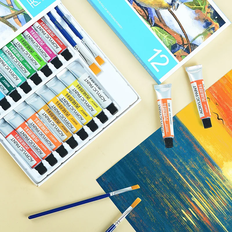 

Acrylic Watercolor Paint 12ml Student Painting Graffiti Waterproof Art Supplies Beginner Children's DIY Hand Wall Paint