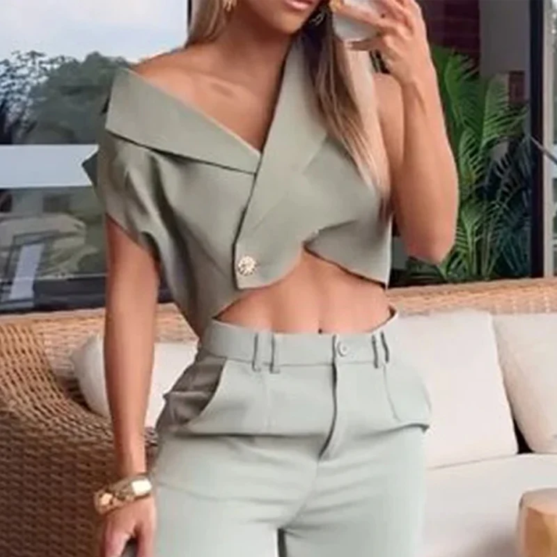 Женский комплект из двух предметов Wefads модный летний однотонный топ без рукавов