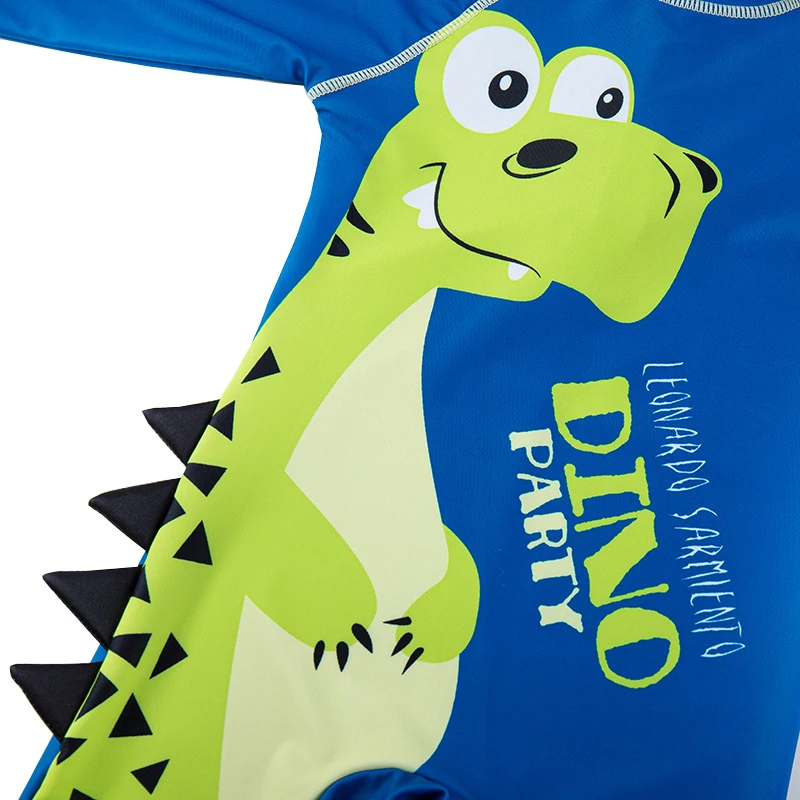 Swimsuit for Kids Boys Dinosaur Print Children's Swimwear with Long Sleeves Sunscreen Cap UV Swimming Suit Summer Beach Clothes