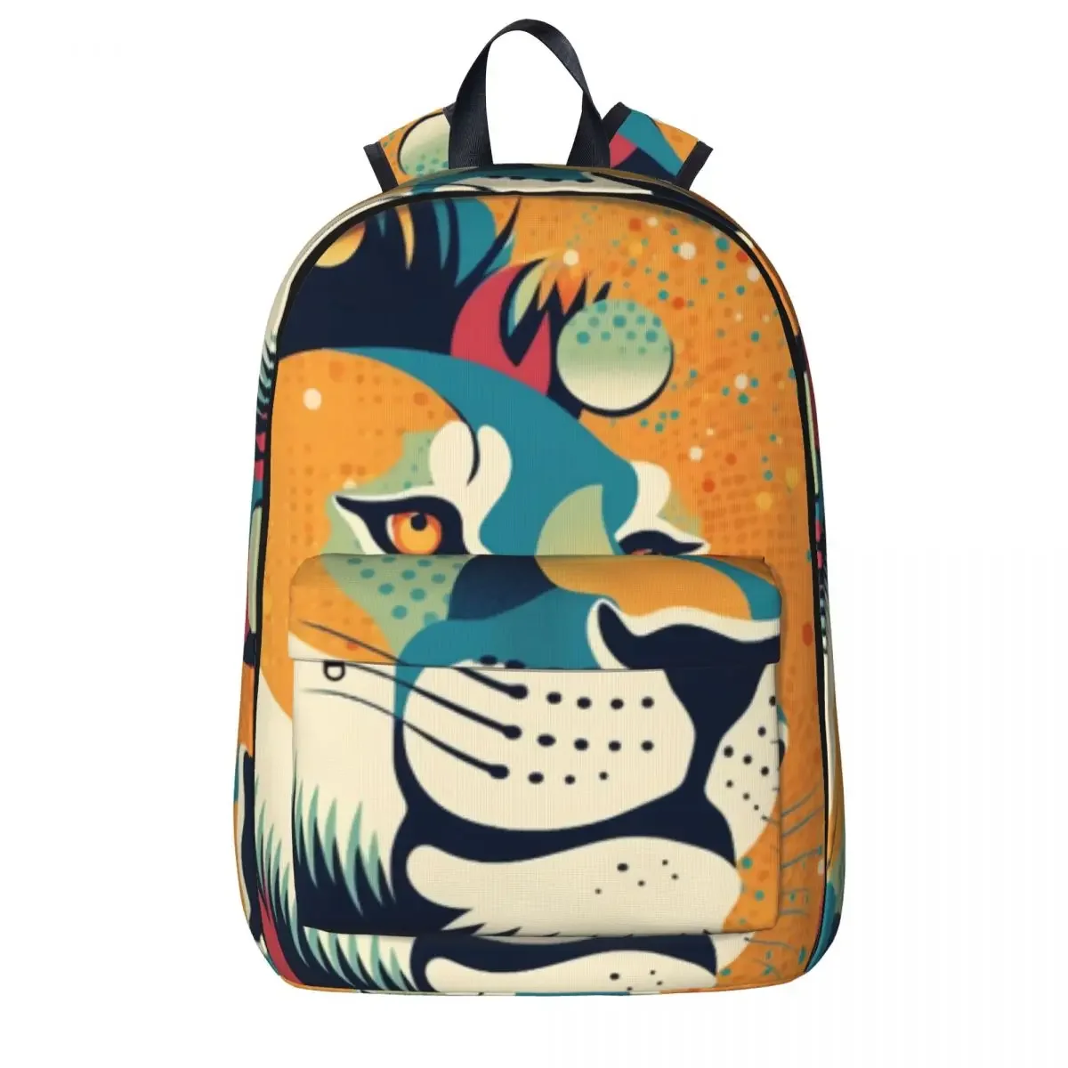 

Lion Backpack Teen Retro Multicolored Breathable Backpacks Polyester Aesthetic School Bags Travel High Quality Rucksack