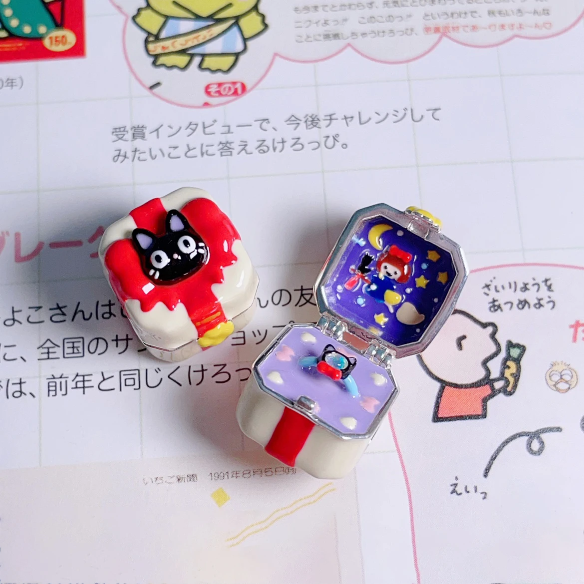 

925 Silver Anime Kiki's Delivery Service Openable Jiji Ring Box Charm Bead Fit Pandora Bracelet European Jewelry Fans Collection