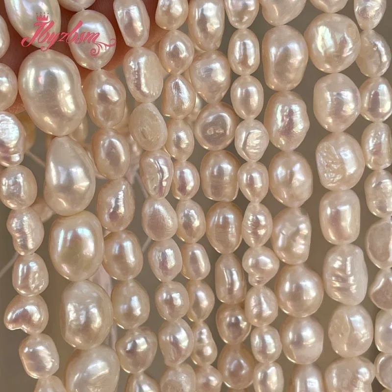 

Free Shipping Natural Freshwater Pearl White Freeform Stone Beads For DIY Necklace Bracelet Jewelry Making 15" 5-7/7-8/10-11mm