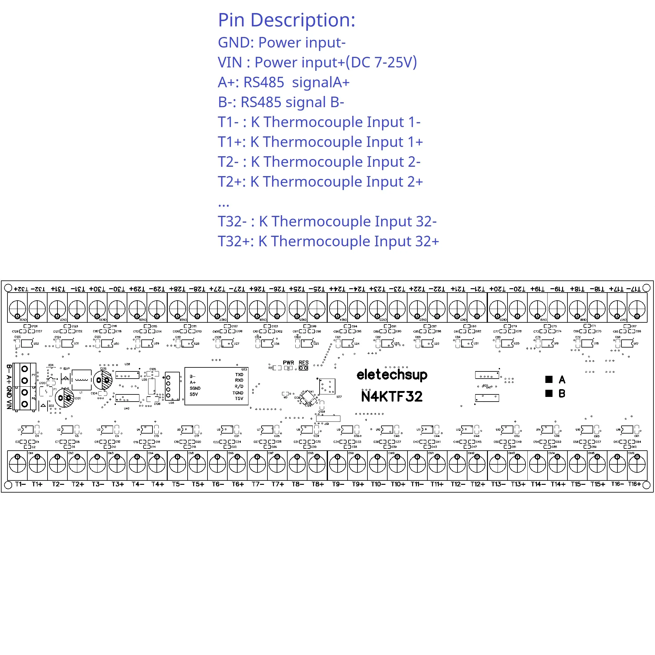 Аналоговая плата дистанционного ввода-вывода RS485 Преобразователь термопары в