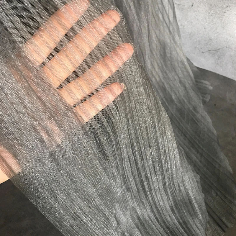 Мягкая супертонкая микро-блестящая плиссированная Тюлевая ткань яркая