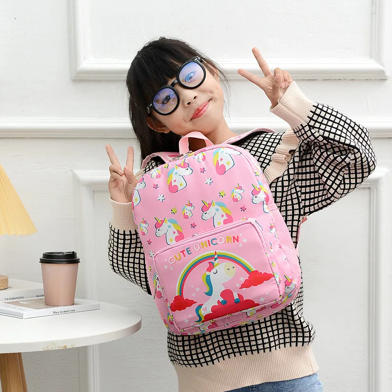 Children's Schoolbag Cartoon Lovely Unicorn Rainbow Backpack for Kindergarten Boys and Girls Leisure Lightweight Travel Bag