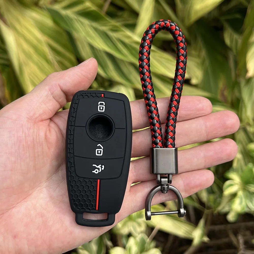 

Силиконовый автомобильный брелок с дистанционным управлением, брелок для Mercedes Benz AMG E Class E200 E260 E300 E320 W213, 3-кнопочный держатель для ключей без ключа Go, чехол