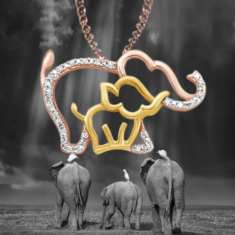 

Mother and Child Elephant Necklace Exquisite and Beautiful Crystal Pendant Jewelry Gifts for Mothers and Women Jewelry Wholesale