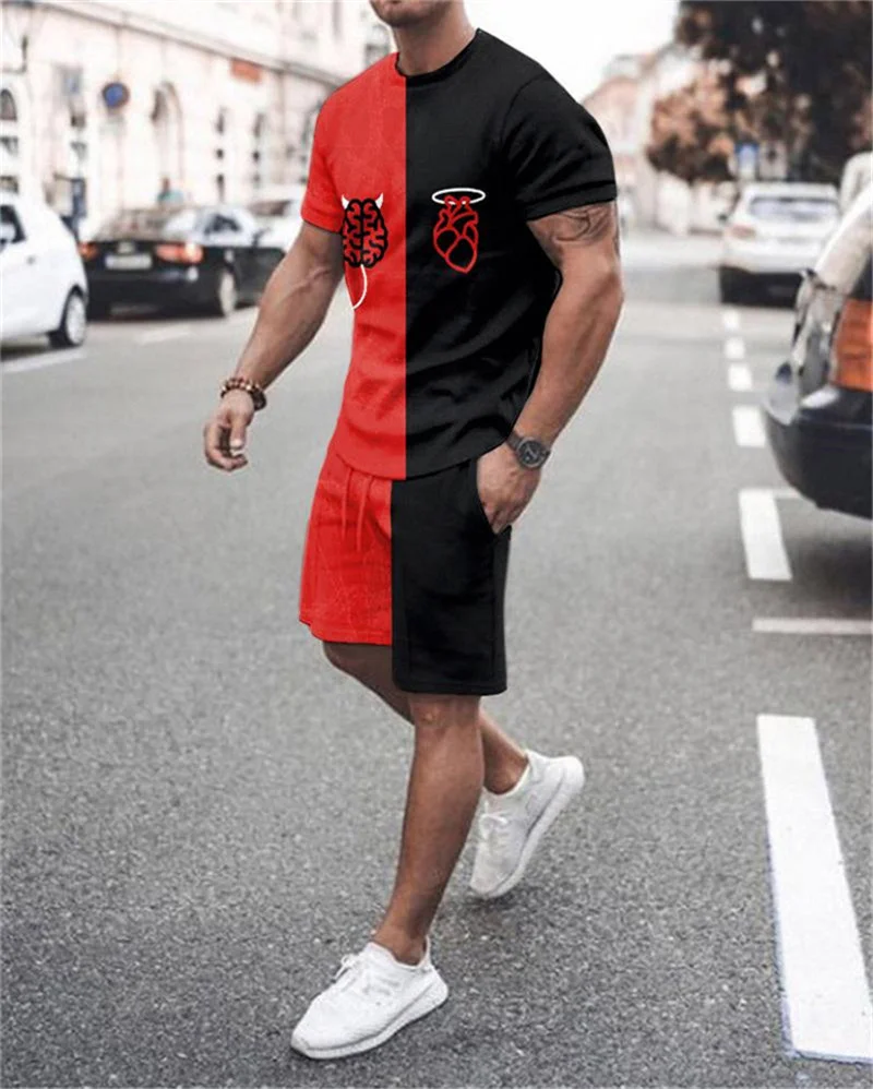 Tracksuit Tshirts For Men Summer Sleeves Casual Printed Short Men's Fashion Clothing Discount Promotion Price