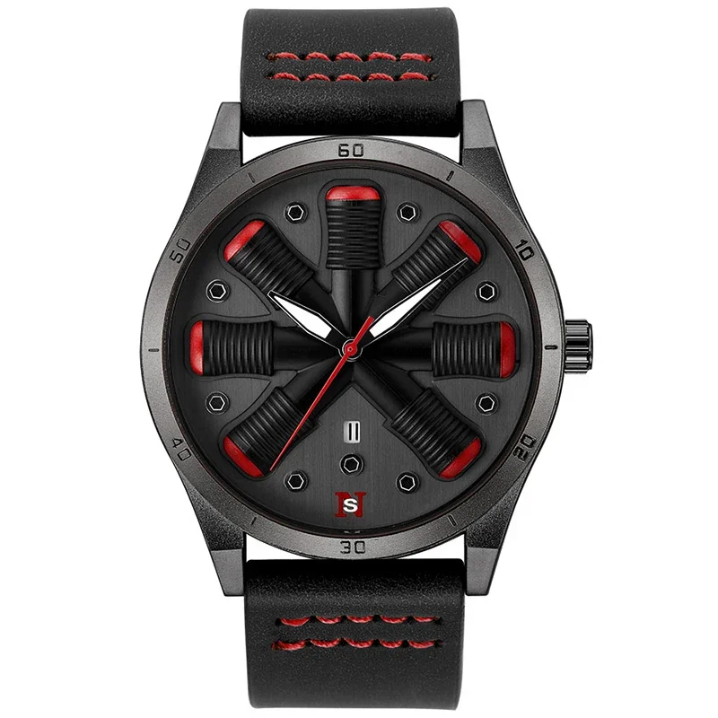 Крутые мужские часы с гравировкой двигателя самолета наручные большим