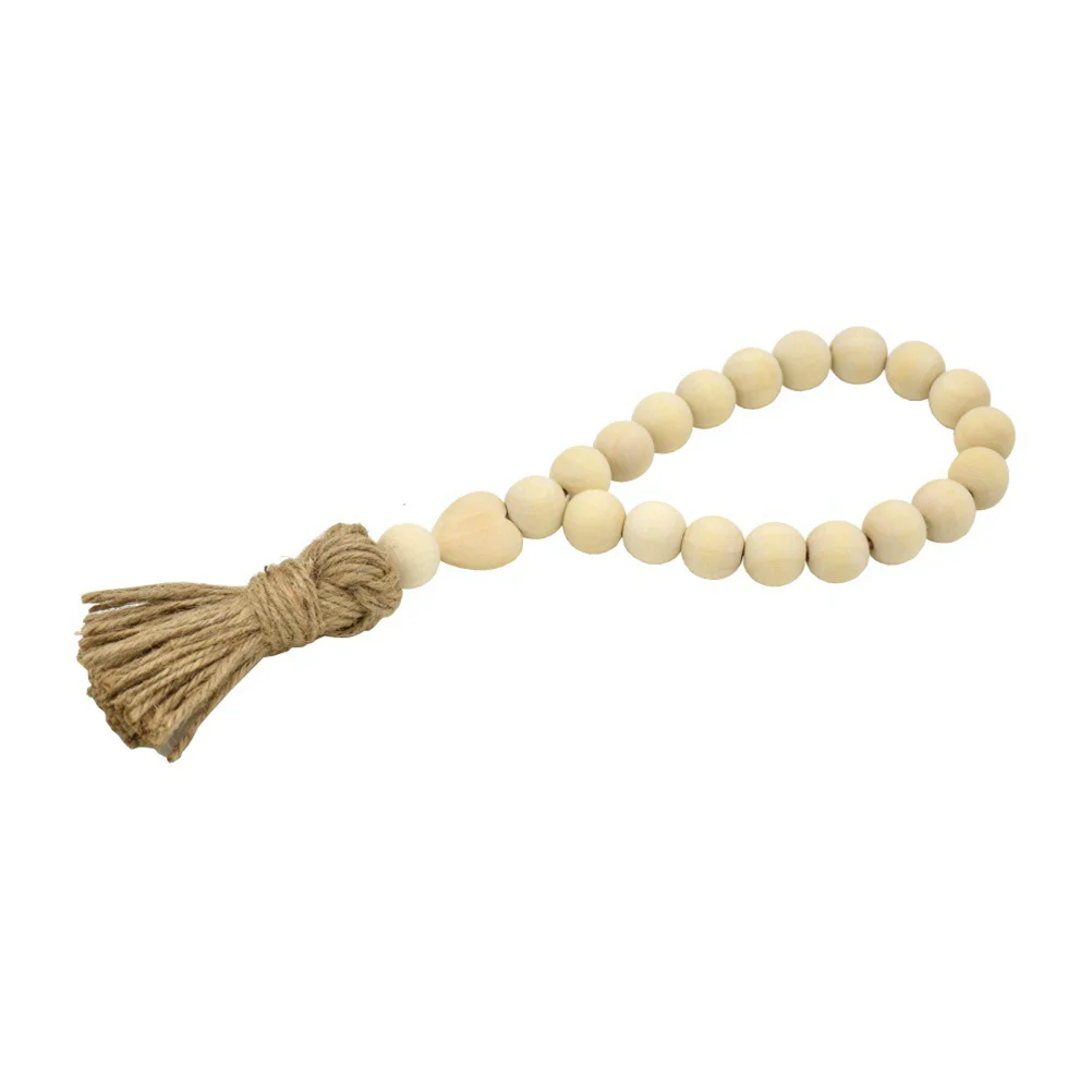 

Beads Bead Decor Garland Wood Wooden Tassel Farmhouse Wall Hanging Rustic String Home Christmas Prayer Tasselscountry