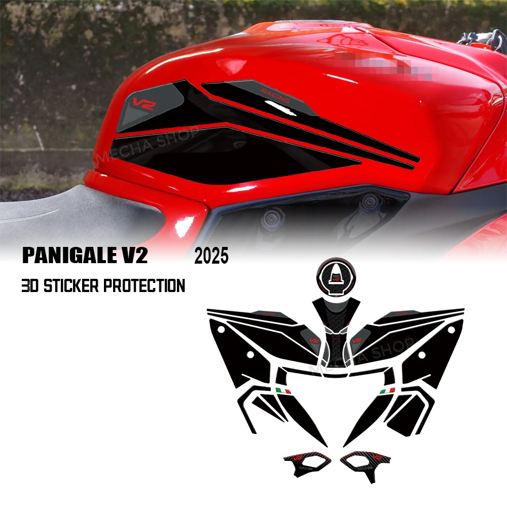 Фото Аксессуары для мотоциклов Panigale V2 2025, защита топливного бака, комплект 3D-наклеек №1