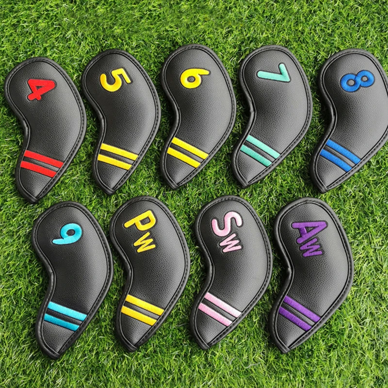 

Golf Irons Club Head Covers, Golf 9pcs Set Thick PU Leather Waterproof Head Covers with Number Tag 4-9/A/P/S Fit Most Irons Club