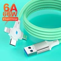 3in1 fast charging usb cable 6a 66w for huawei mate 40 pro 5a micro usb type c 3in1 usb charger data cable for iphone 13 12 12m