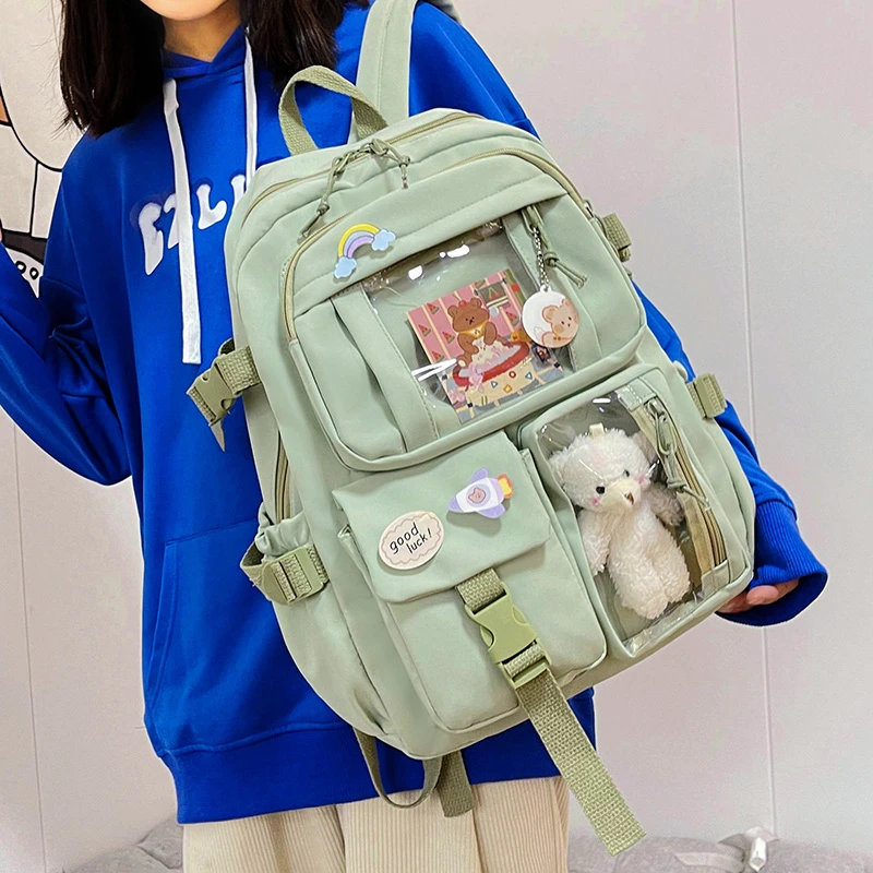 

Nylon Backpack Kawaii Student Waterproof Women 2022cute Multi-pocket Mochilas Backpacks Pack Female School Girls Book For Laptop