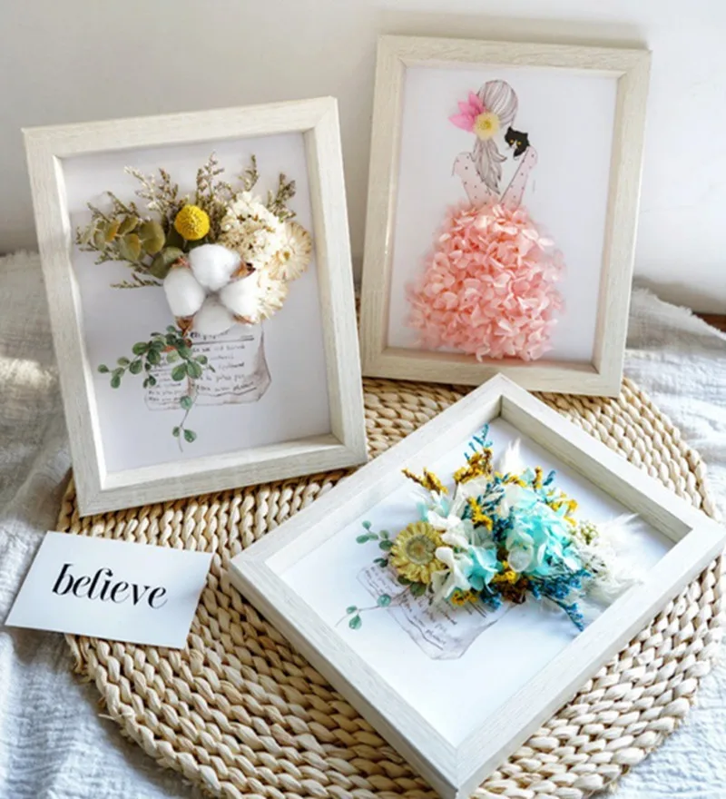 

INS Nordic Dried Flowers Photo Frame Small Ornaments 3D Home Decoration Plant Specimen Wall Hanging Room Decor Aesthetic