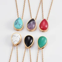 natural teardrop quartz crystal stone urn pendant cremation jewelry memorial stainless steel water drop ashes keepsake necklace