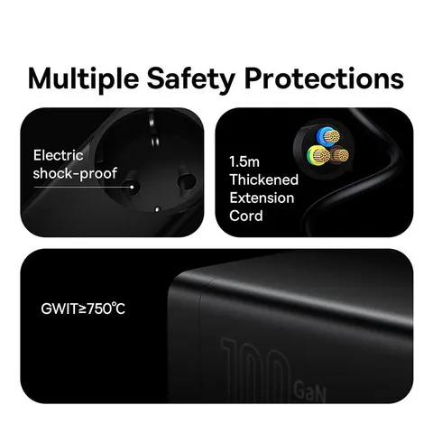 USB-зарядное Устройство Baseus GaN3 Pro, 100 Вт, Настольная Станция Питания С Портами Быстрой Зарядки Типа C PD QC, 2A, 2C