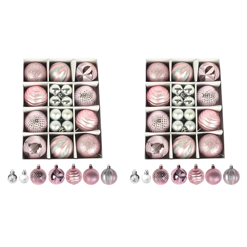 

2X Assorted Color Christmas Balls Christmas Tree Ornaments Balls Xmas Decorations Hanging Tree Pendants New Year Gift D