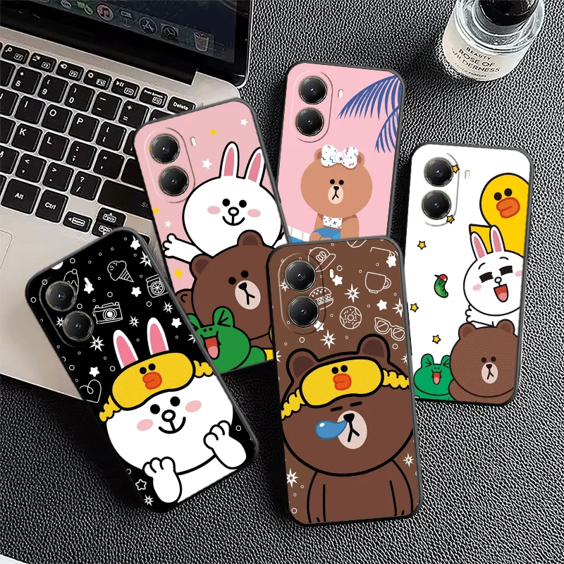 Фото Мягкий чехол для телефона с мультяшным медведем B-Browns C-Conys для Xiaomi Poco X7 X8 Pro Max X5 X6 X3 X4 Gt F8 F7 Ultra F6 F5 M8 M7 M6 M5S M4 Bla №1