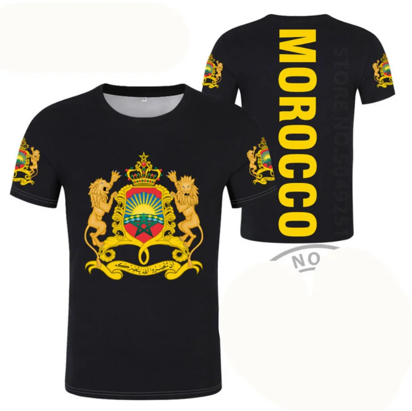 

Morocco T Shirt Diy Free Custom Made Name Number Mar T-shirt Nation Flag Ma Kingdom Arabic Arab Country Text Print Photo Clothes