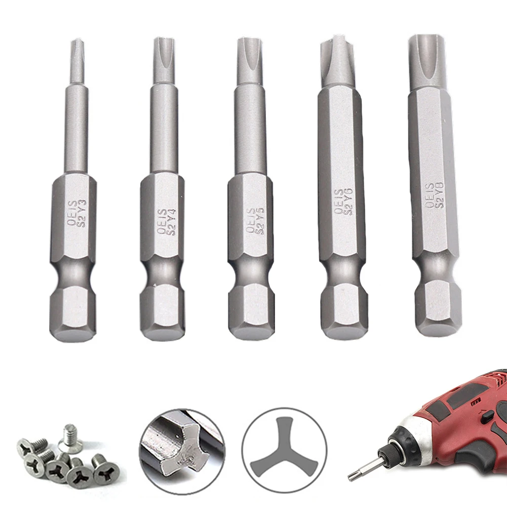 

5pcs 50mm Y Shaped Screwdriver Bits 1/4Inch Hex Shank Y-Type Magnetic Screw Driver Bit Y3 Y4 Y5 Y6 Y8 Hand Tools