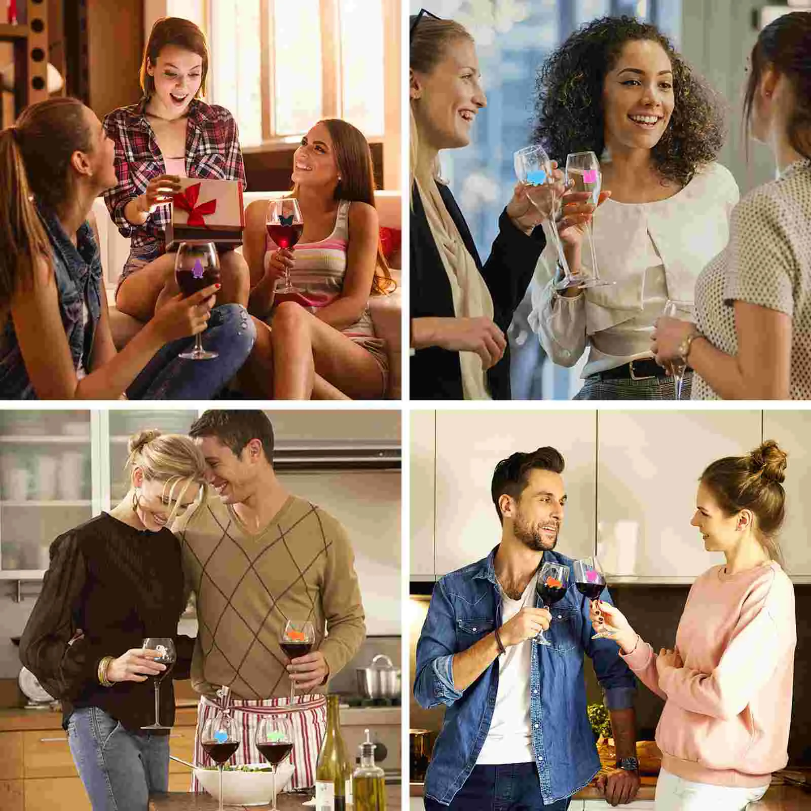 12 шт. маркеры для напитков с моделированием животных стеклянный идентификатор