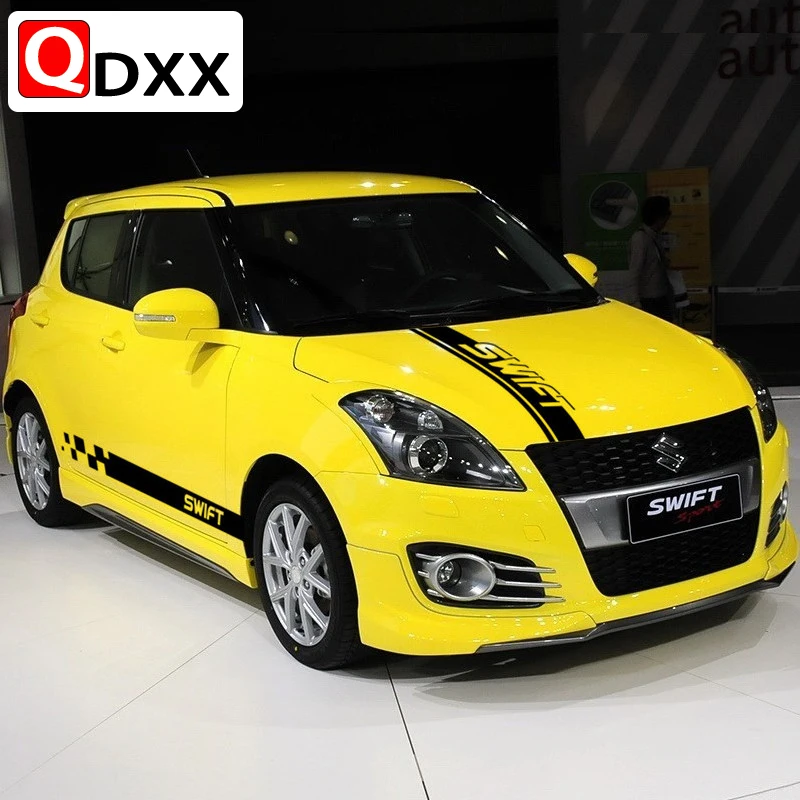 

Для SUZUKI Swift Спорт Гонки Стайлинг кузова полосы Автомобильный капот виниловые наклейки авто дверь боковая юбка стикер аксессуары