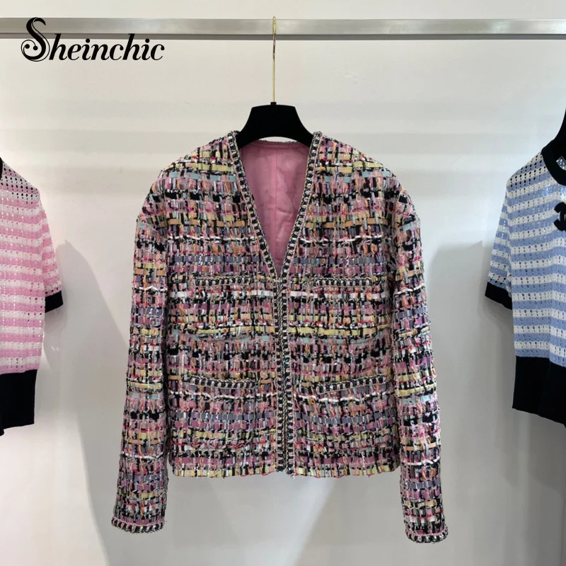 

Winter Korean Fashion Vintage Tweed Jackets for Women Woolen Coats Autumn Single Breasted Plaid jaqueta feminina Lady Streetwear