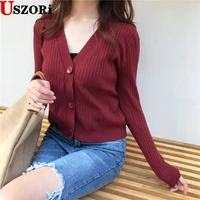 women 2022 new sexy solid color sweater v neck knitted cardigan autumn chic versatile sweater with long sleeve short jacket